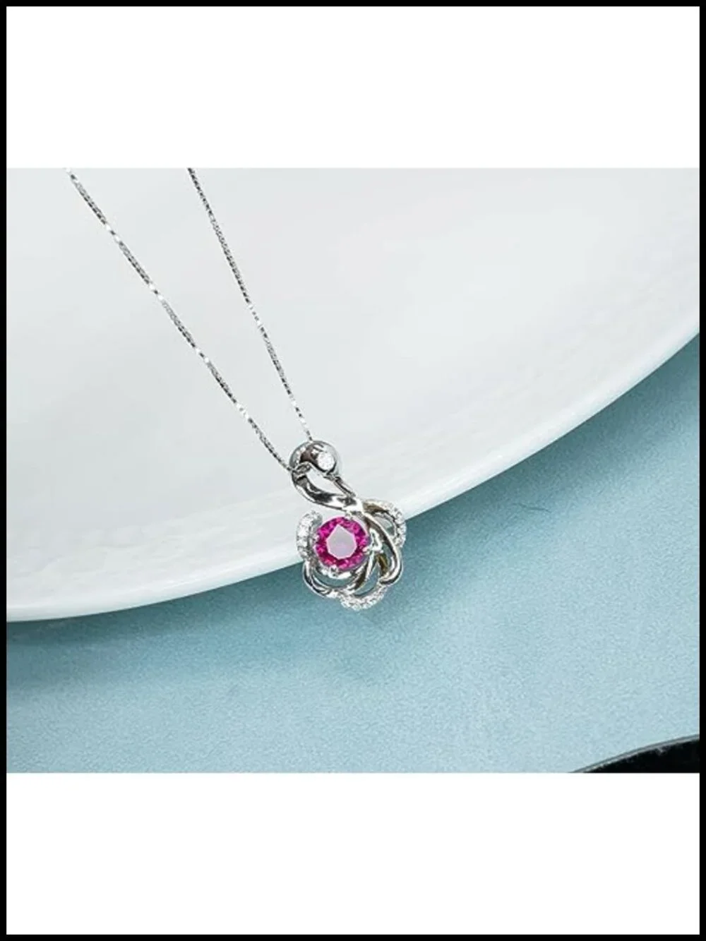 18K Gold Plated Over Solid Sterling Silver Ruby Pendant Necklace Adjustable